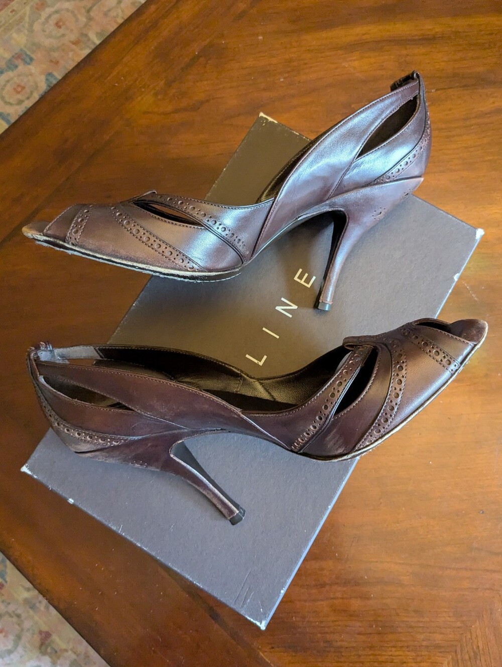 Celine Brown Peep-Toe Heels - Picture 8 of 13